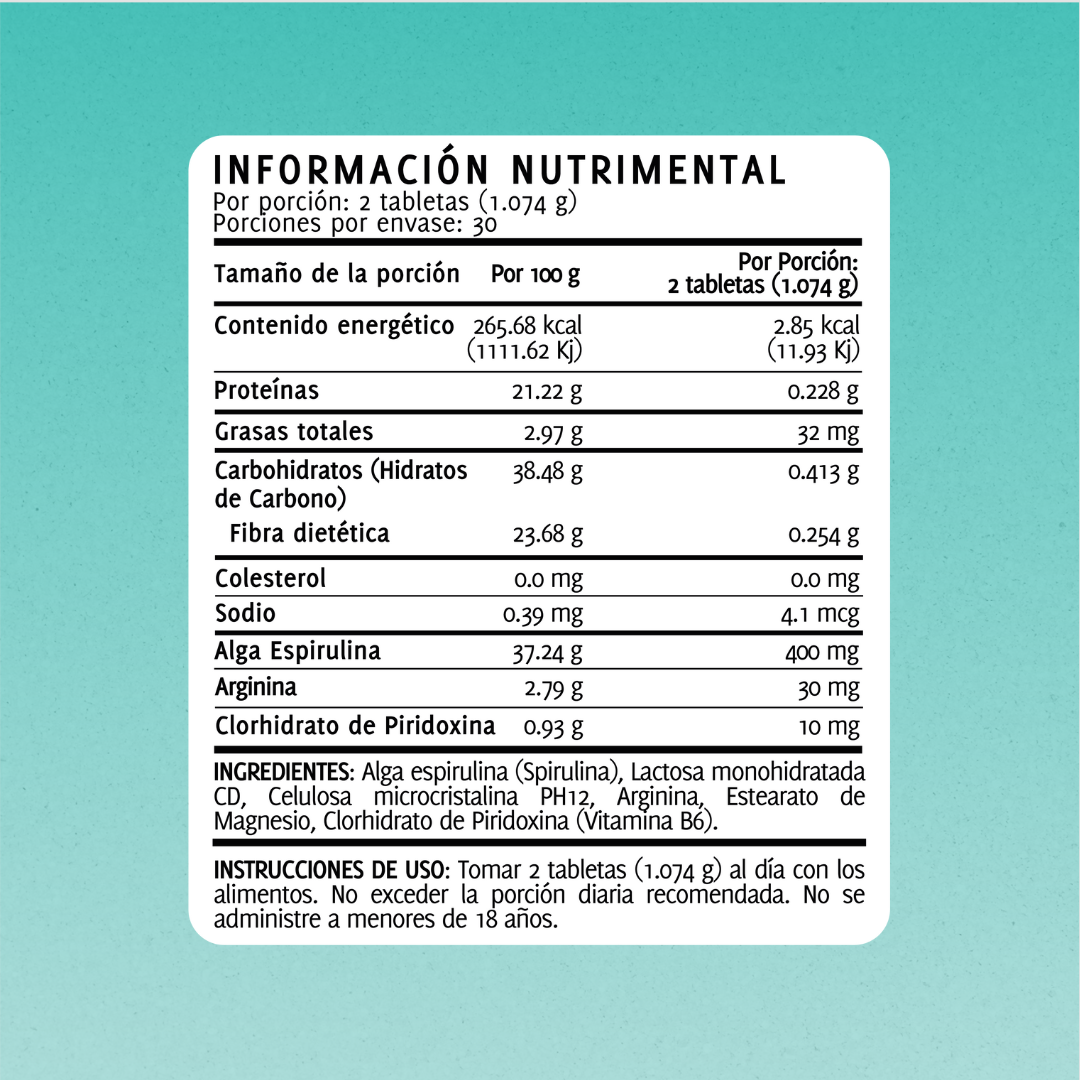 Alga Spirulina | 60 Tabletas