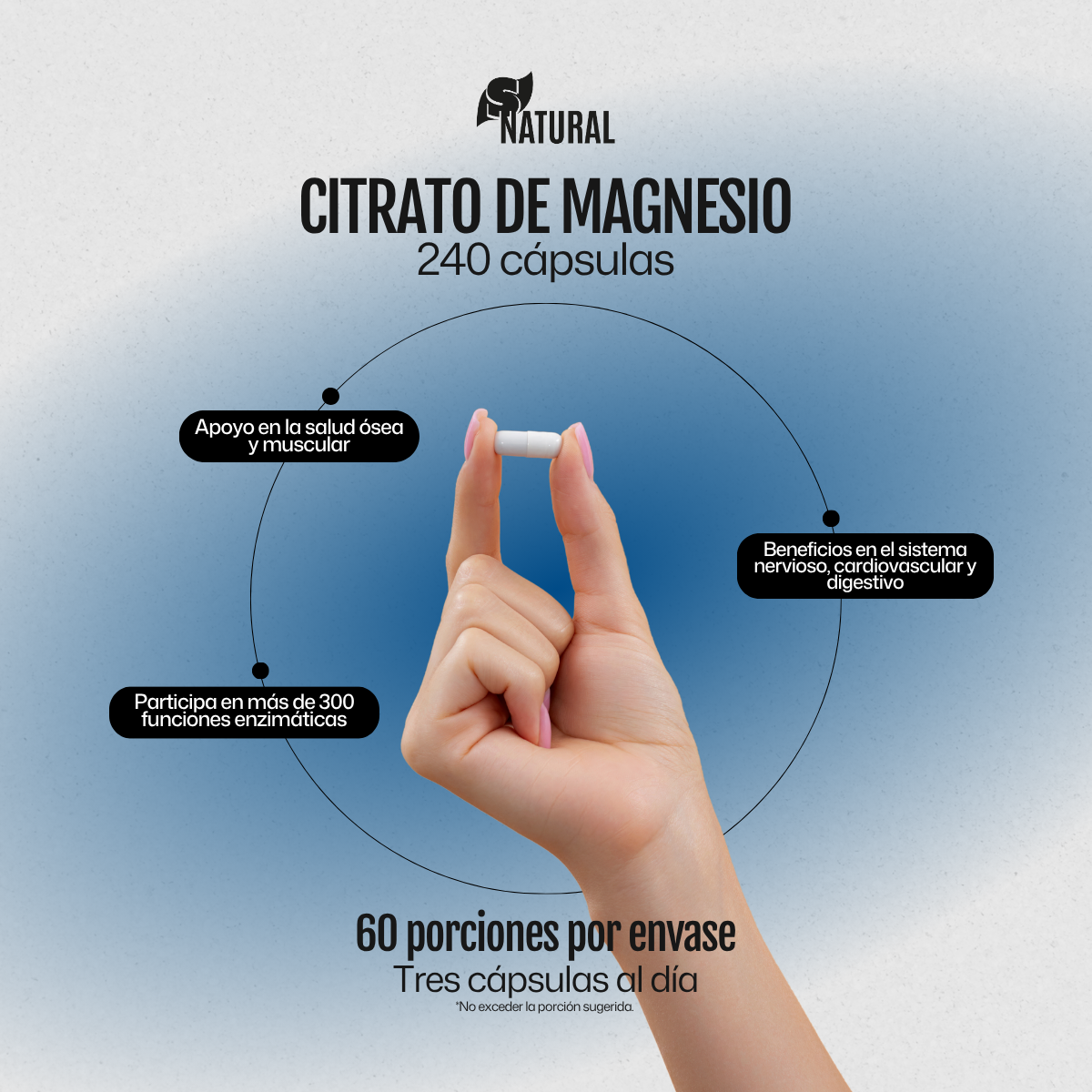 Citrato de Magnesio | 240 Cápsulas