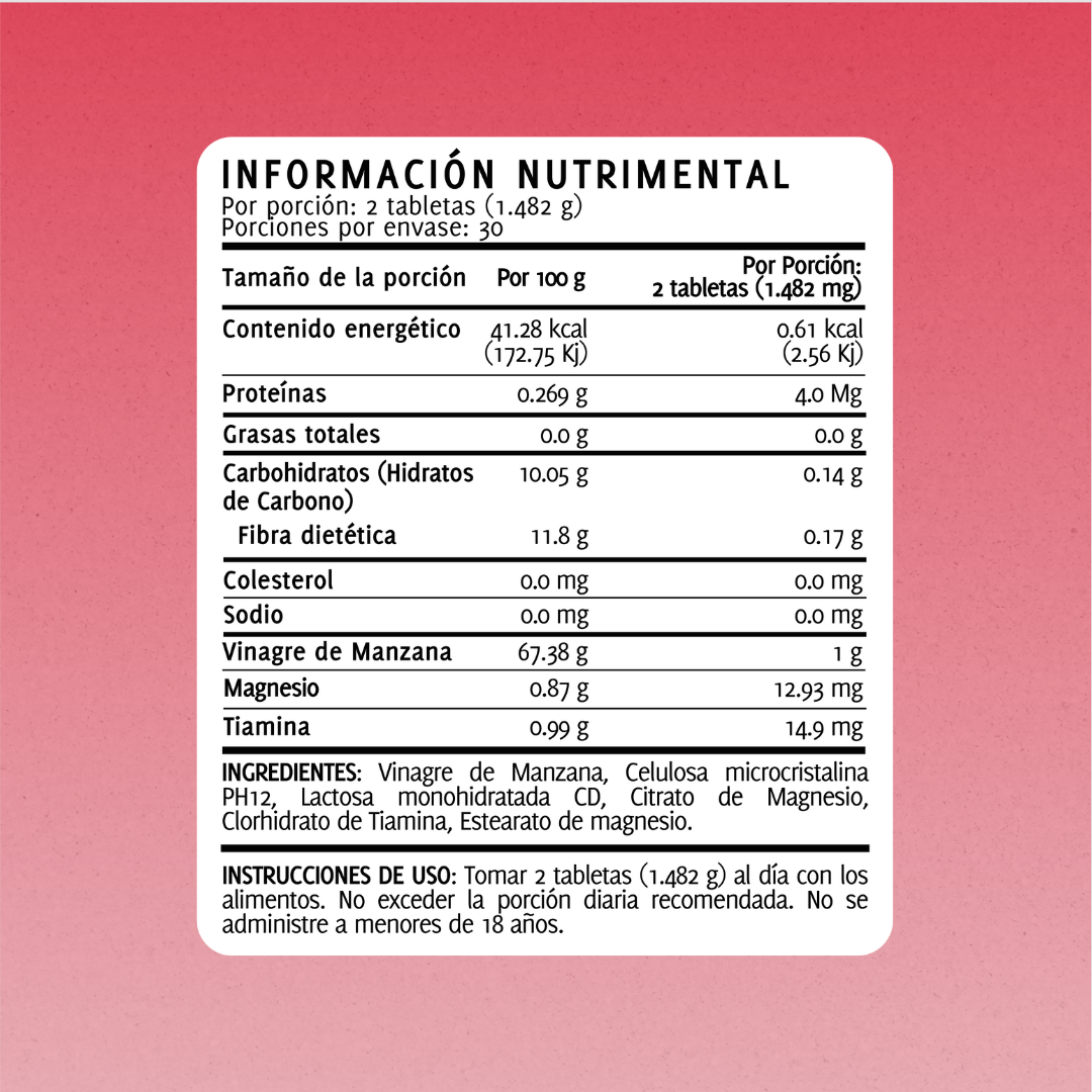 Vinagre de Manzana | 60 Tabletas